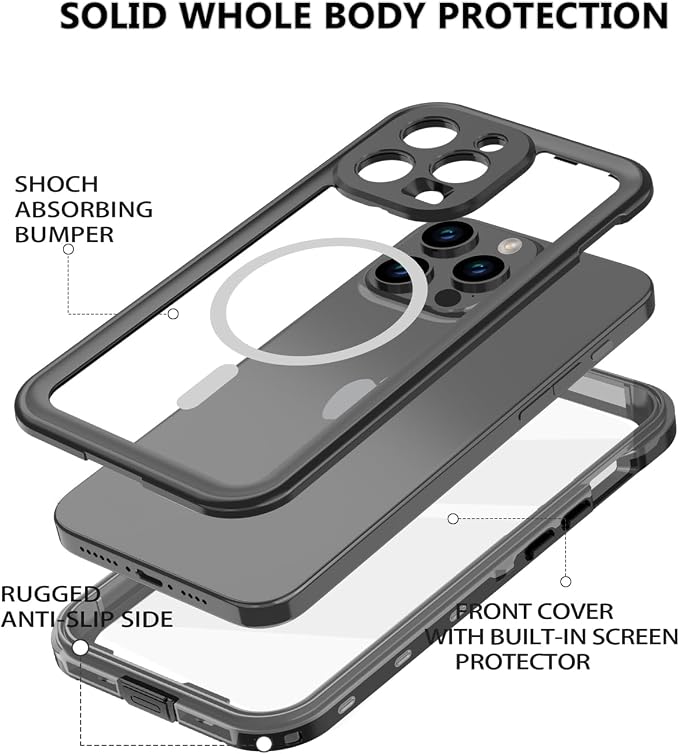 for iPhone 15 Pro Case Waterproof, Full-Body Hard Case Built-in - Image 2