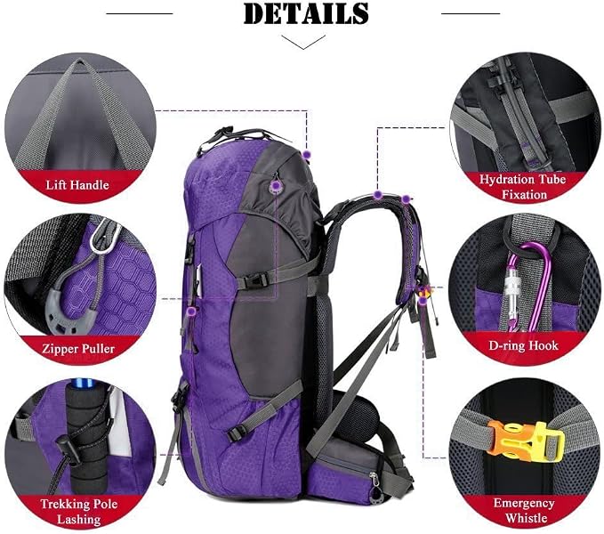 Bseash 60L Waterproof Hiking Camping Backpack - Image 4