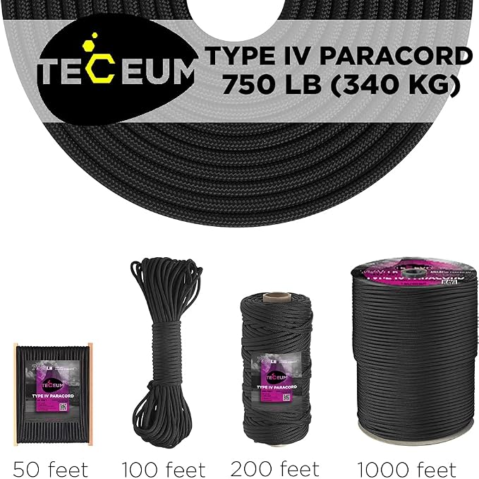 TECEUM 5/32" Paracord Rope 1000 – 1000ft / 200ft / 100ft / 50ft – Tactical - Image 9