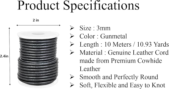 GENIQUE Real/Genuine Round Leather String Cord - Image 2