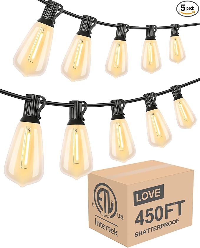 Lightdot 450FT Outdoor String Lights, LED Bistro String Lights by LightdotLighting