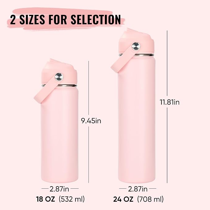 Fijinhom 18oz Insulated Stainless Steel Water Bottle, Wide Mouth Double Wall - Image 2