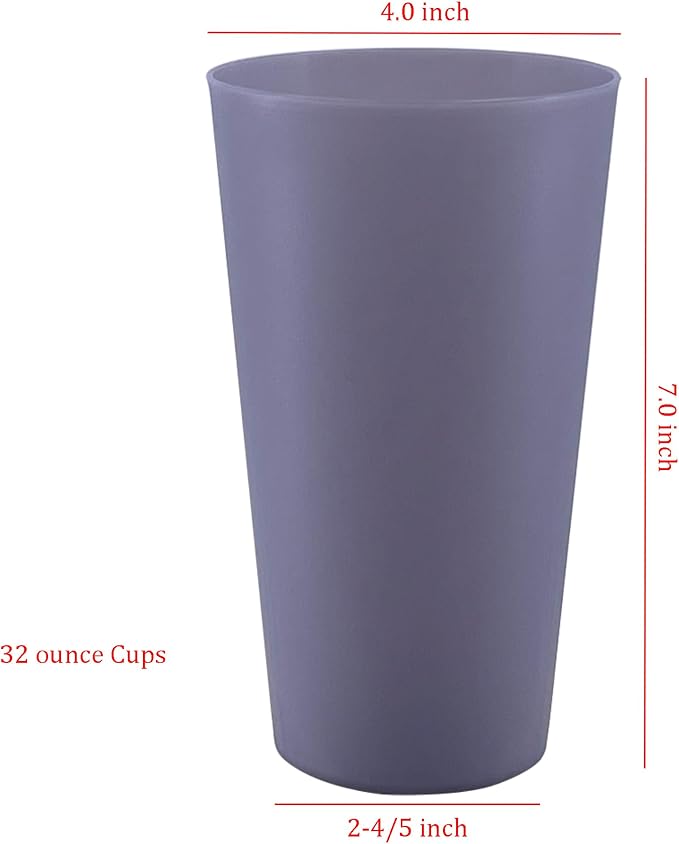 AOYITE Unbreakable Plastic Cups Reusable, 32 oz Plastic Tumblers set of 12 - Image 6