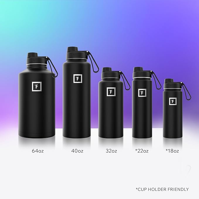 IRON °FLASK Camping & Hiking Hydration Flask - 40 oz Midnight Black - Image 5