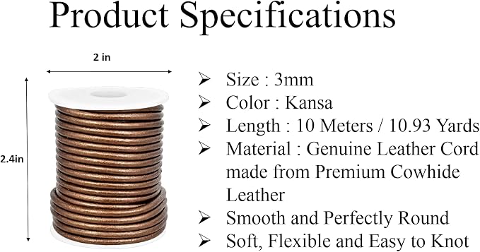 GENIQUE Real/Genuine Round Leather String Cord - Image 3