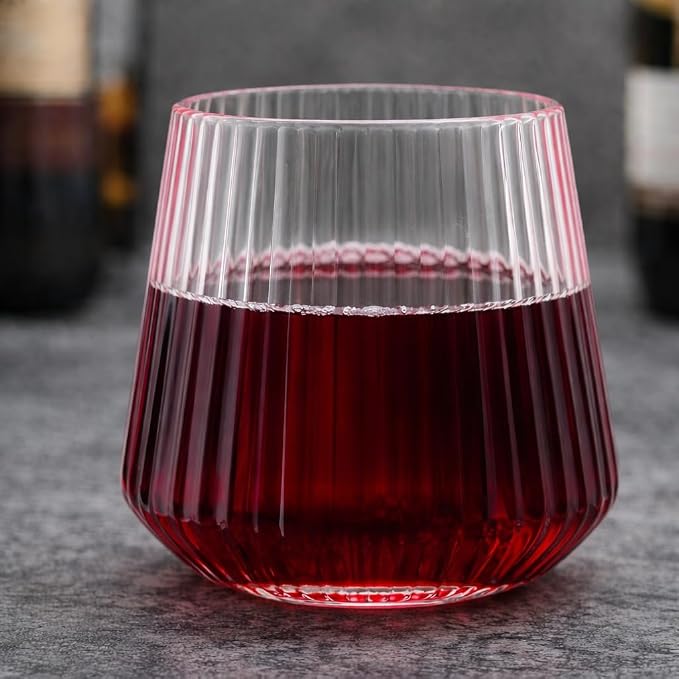 Oojami 40 Pack Pink Ribbed Plastic Wine Glasses 12 oz - Image 5