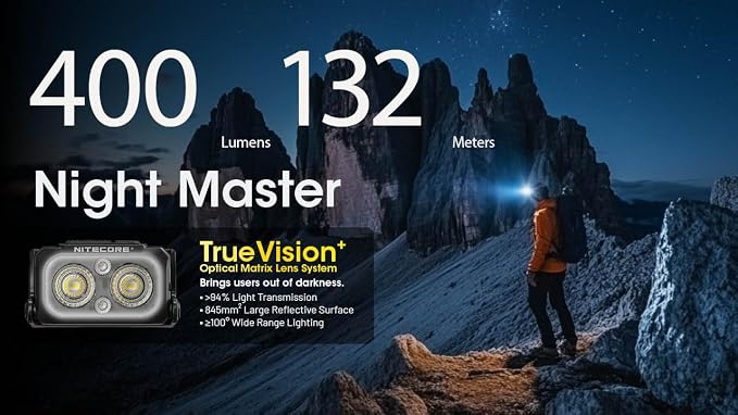 Nitecore NU25 MCT 400 Lumen Lightweight USB-C Rechargeble Outdoor Headlamp - Image 3