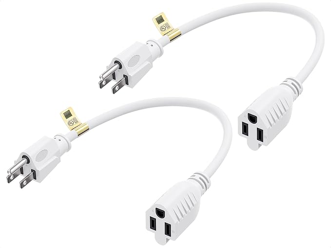 Cable Matters 2-Pack 16 AWG Heavy Duty 13A Short Power Extension Cord - 1ft by CableMatters