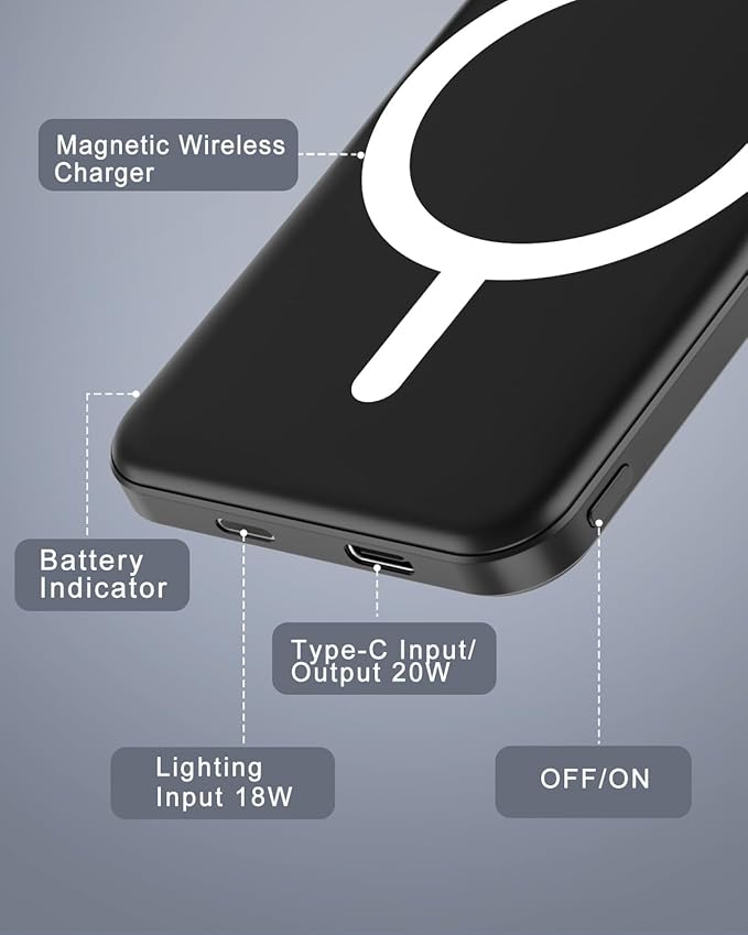 podoru for Magsafe Battery Pack, 5000mAh Magnetic Power Bank - Image 6