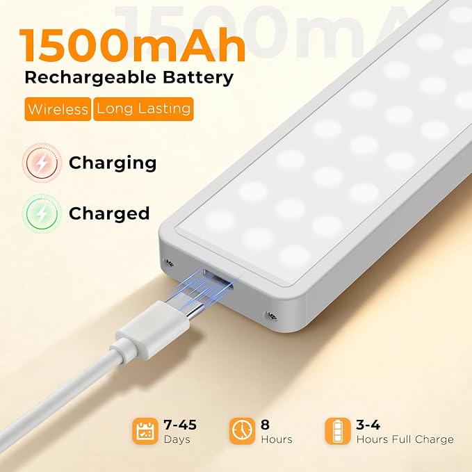 Under Cabinet Rechargeable Dimmable Lighting: 3 Color Temperature Motion Sensor - Image 4
