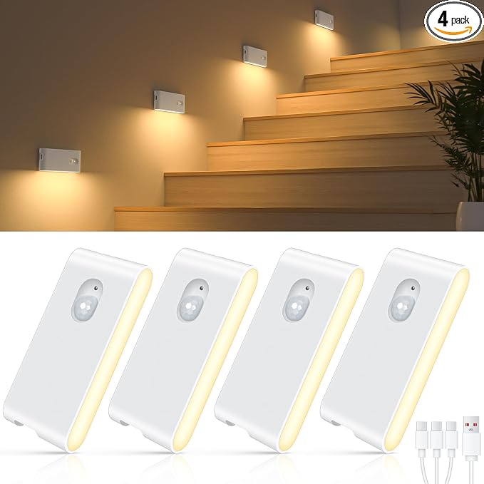 WILLED Stair Lights Indoor, Warm White Rechargeable Night Light, Wireless by WILLED