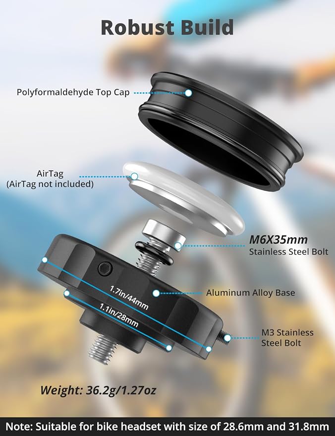 SUPMEGA Bike Mount for AirTag, Hidden Bicycle Stem Cap Mount for AirTag - Image 2