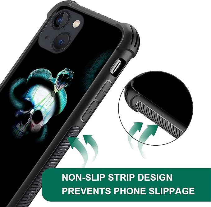 for iPhone 14 Case, Skeleton Winding Snake Pattern Graphic Design Girl Boy Soft - Image 6