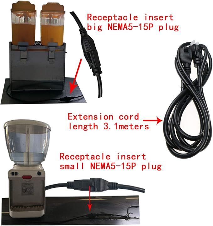 10Feet Outdoor Extension Cord, 105℃ Temperature Resistant 15Amp Big Plug - Image 7