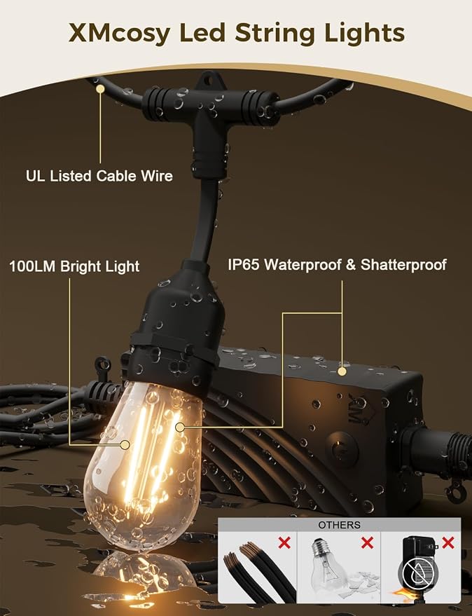 XMCOSY+ Smart Outdoor String Lights, 98Ft LED Patio Lights Waterproof IP65 - Image 5