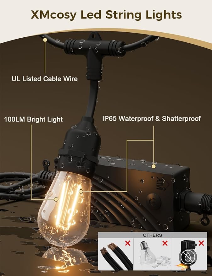XMCOSY+ Smart Outdoor String Lights, 123Ft LED Patio Lights Waterproof IP65 - Image 5