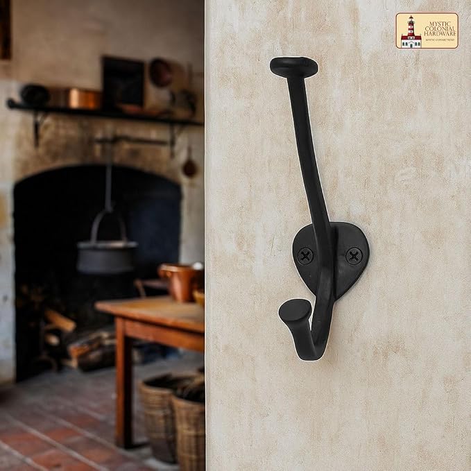 "Mystic Colonial Medieval Cast Iron Wall Hooks � Set of 2 Heavy Duty Dual Hooks - Image 8
