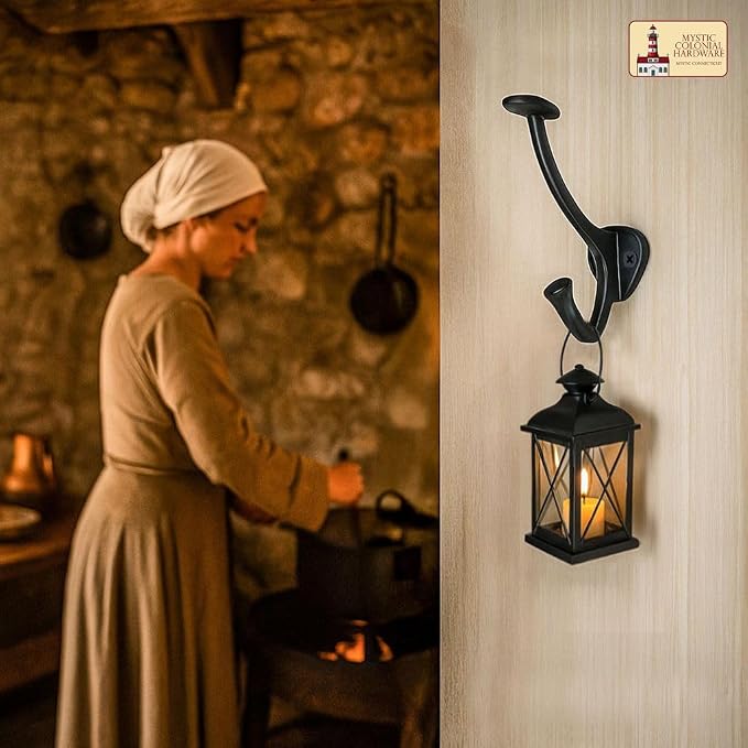 "Mystic Colonial Medieval Cast Iron Wall Hooks � Set of 2 Heavy Duty Dual Hooks - Image 5