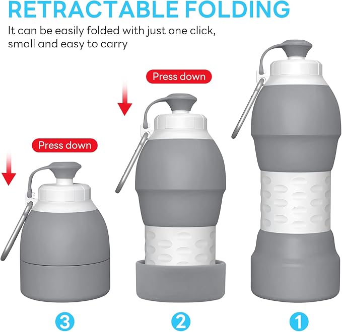 Collapsible Lightweight 20oz Water Bottle, Food-Grade Silicone BPA Free - Image 5