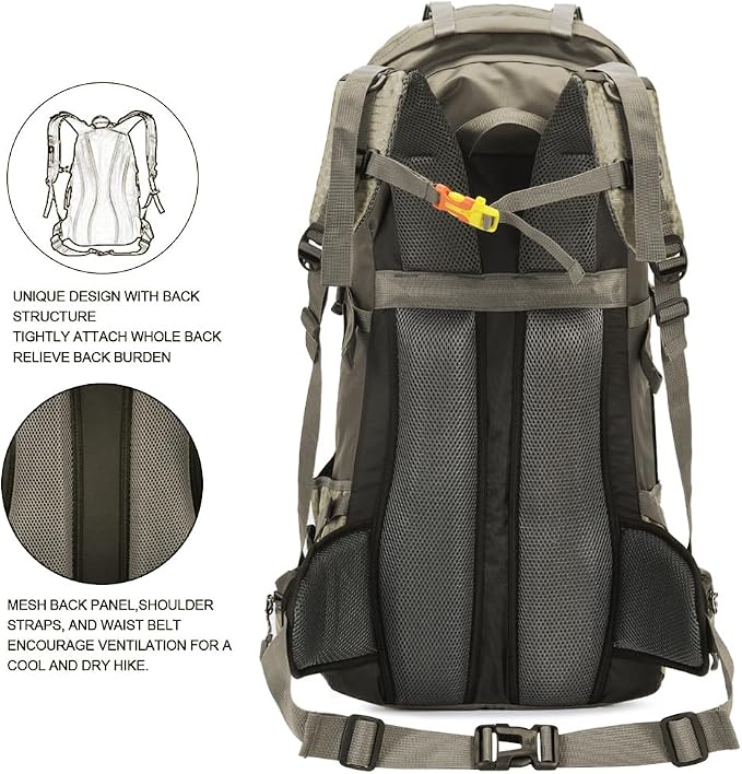 Bseash 60L Waterproof Hiking Camping Backpack - Image 7