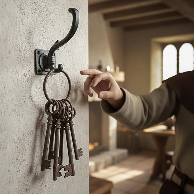 Mystic Colonial Medieval Wall Hooks Hand-Forged Black Coated | Rustic - Image 6