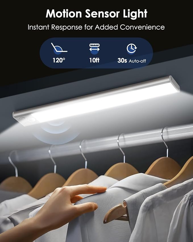 12in Under Cabinet Lighting Wireless, 2500mAh Rechargeable Motion Sensor Lights - Image 2
