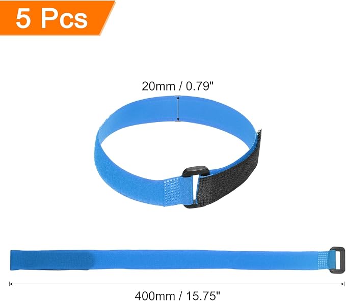 MECCANIXITY 5Pcs Reusable Battery Tie Down Straps, 0.8x16" Blue Nylon - Image 2