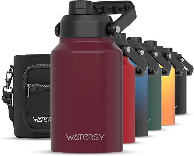 WATERSY Half Gallon Water Bottle Insulated, BPA Free&Leak Proof, 64oz Stainless by Watersy