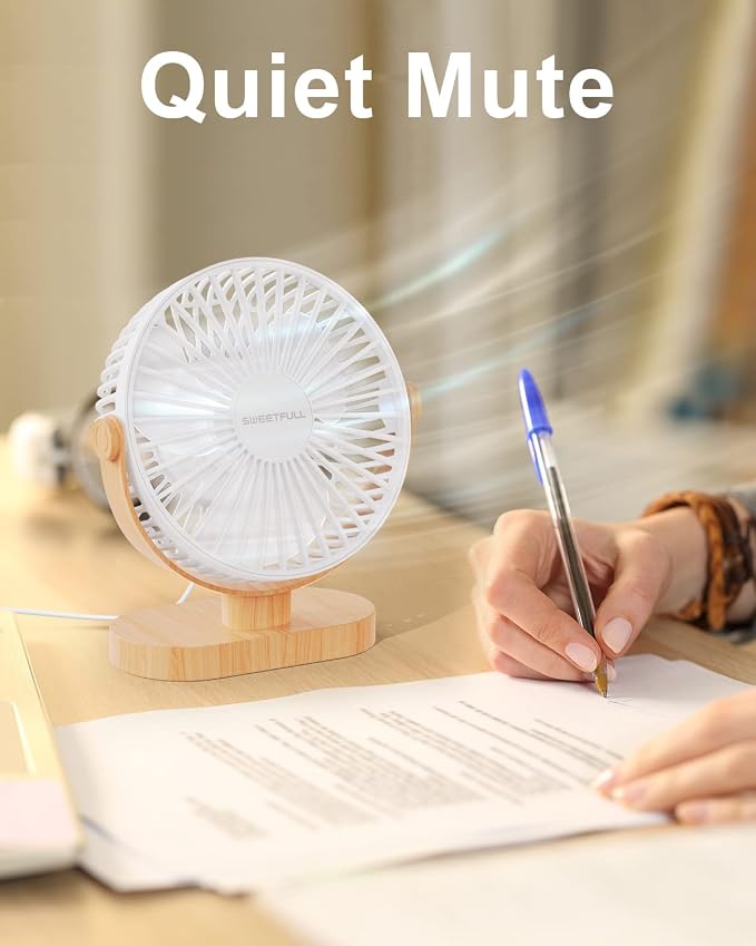 SWEETFULL Small USB Desk Fan 6.5 Inch, 3 Speeds Portable Personal Desktop Table - Image 8