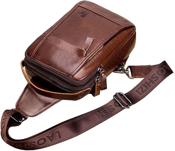 Leather Sling Bag Backpack for Men Women Outdoor Travel Hiking Business - Image 3