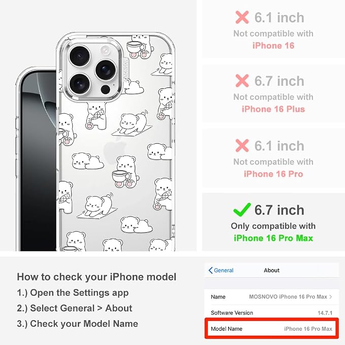 MOSNOVO for iPhone 16 Pro Max Case, Shockproof Military-Grade Protection 6.6ft - Image 2