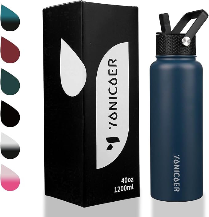 Insulated Water Bottle 40oz, Triple Wall Vacuum Stainless Steel, Leak Proof & - Image 7