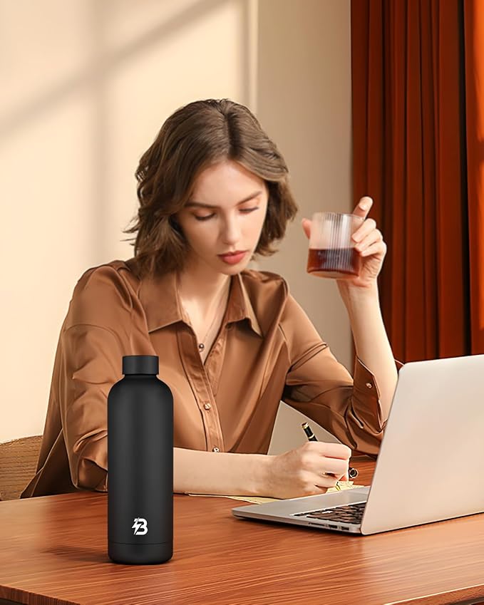 Insulated Water Bottle with Lid, 17 oz Reusable Leak-Proof Metal Stainless - Image 7