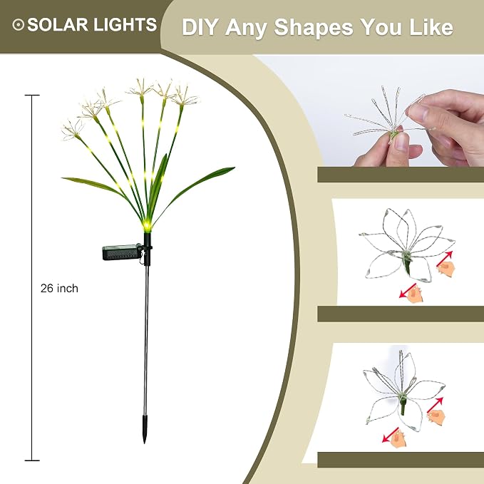 Solar Garden Lights Outdoor: Waterproof 2-Pack DIY Decorative Firework Lights - Image 4