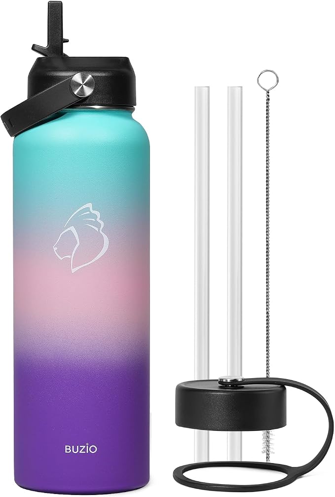 BUZIO 40oz Insulated Water Bottle, Stainless Steel Double Wall Water Flask Leak - Image 9