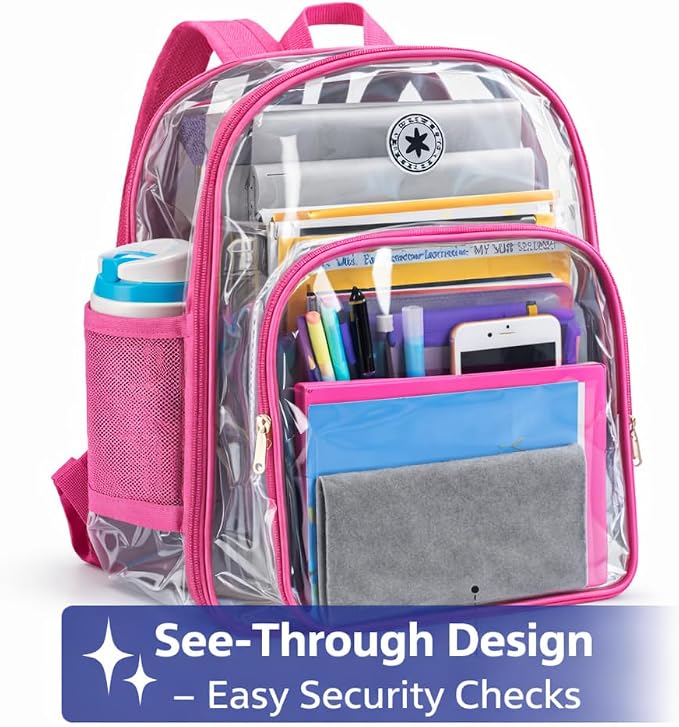 K-Cliffs Large Transparent Backpack Clear Heavy Duty School Bag Durable Student - Image 2