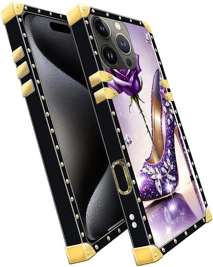 Compatible with iPhone 16 Pro Max Case, High Heeled Purple Diamond Rose Luxury - Image 3
