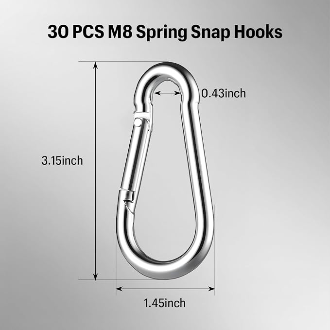 Heavy Duty Spring Snap Hook Carabiners Bulk, 500LB Capacity - Image 2