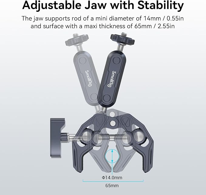 SMALLRIG Camera Mount Clamp, Ballhead Magic Arm and Adapter - Image 5