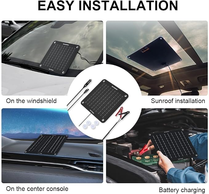 ECO-WORTHY 10W Solar Car Battery Charger Maintainer 12V Waterproof Portable - Image 8