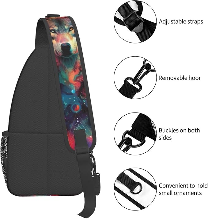 Wolf Sling Bag For Women Men Fashion Wolf Print Backpack Crossbody Shoulder Bag - Image 5