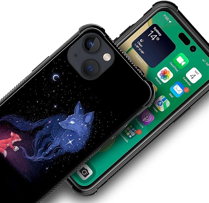 for iPhone 14 Case, Galaxy Fox Wolf Pattern Graphic Design Girl Boy Soft - Image 5