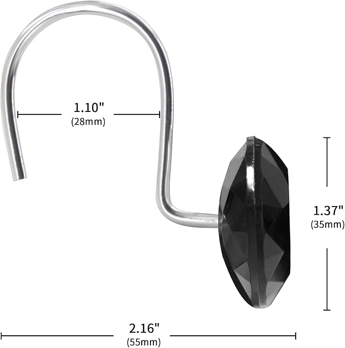 MitoVilla Black Shower Curtain Hooks Rings, Metal Shower Hooks - Image 5
