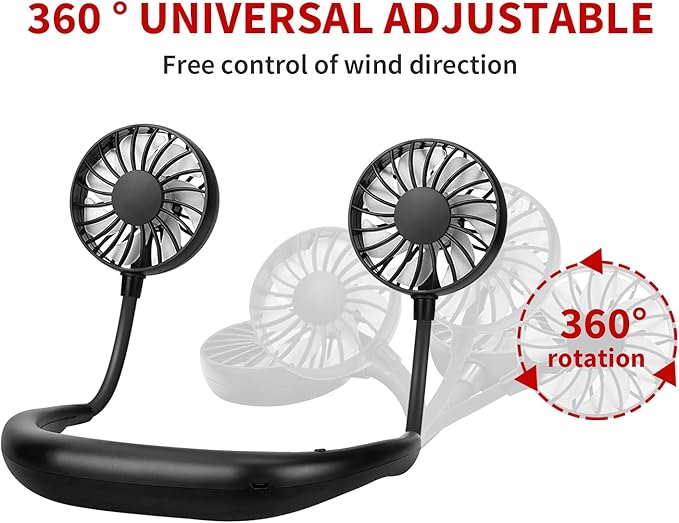 Portable Neck Fan Rechargeable Personal Hand-Free Fan Mini USB Wearable - Image 2