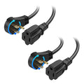 Cable Matters 2-Pack 16 AWG 360° Rotating Flat Plug Short Extension Cord - 1ft by CableMatters