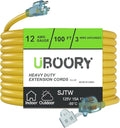 Outdoor Extension Cord Waterproof 100 FT, Flexible 100% Copper 3 Prong by UBOORY