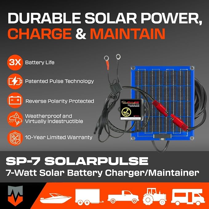 PulseTech SolarPulse SP-7 Solar Battery Charger Maintainer, 7 Watt - Image 3