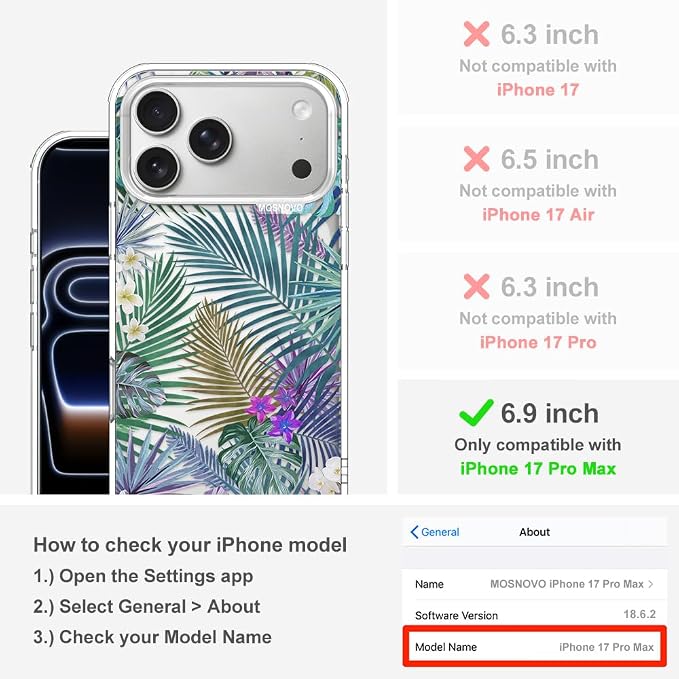 MOSNOVO for iPhone 17 Pro Max Case | Military Grade 6.6ft Drop Tested | Camera - Image 2
