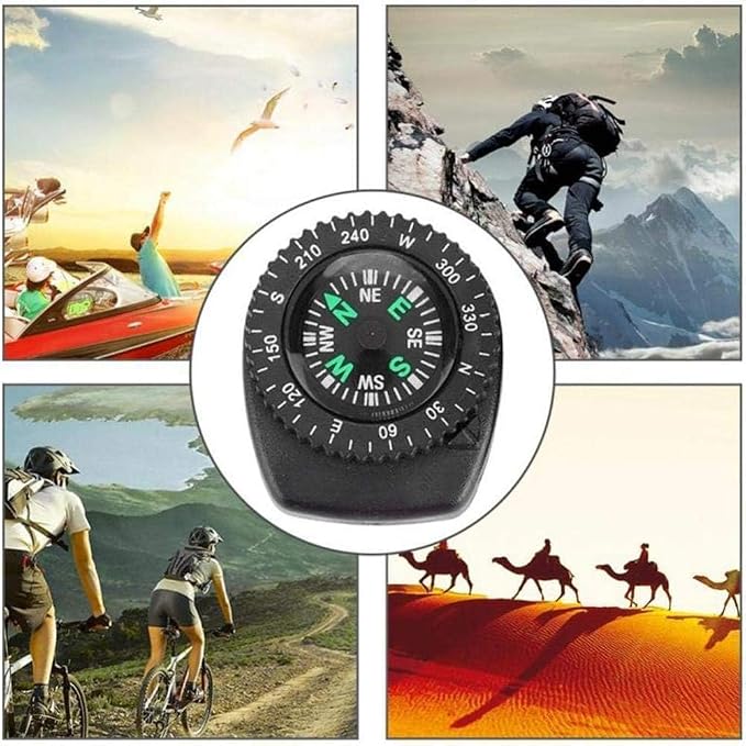 Black Button Mini Survival Compass - Image 3