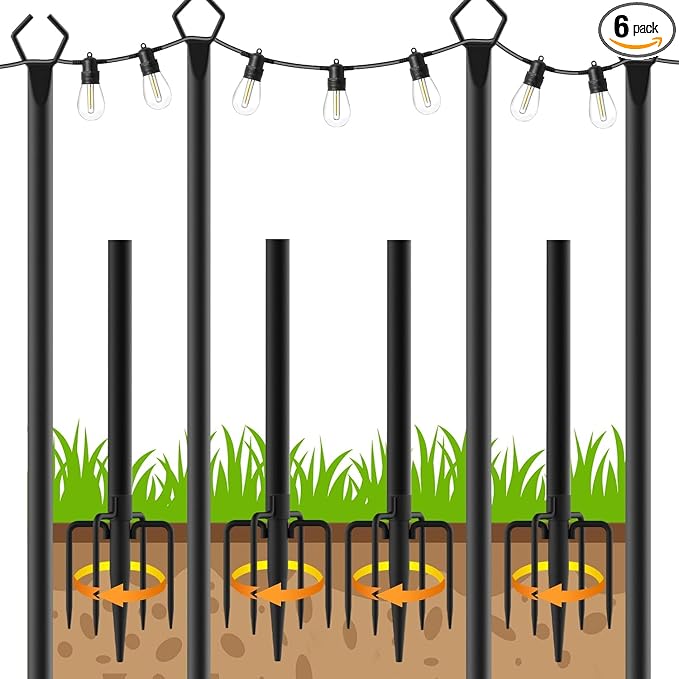 AHRLHR 4 Pack String Light Poles, Poles by Unknown